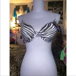 White & Black Zebra Bra